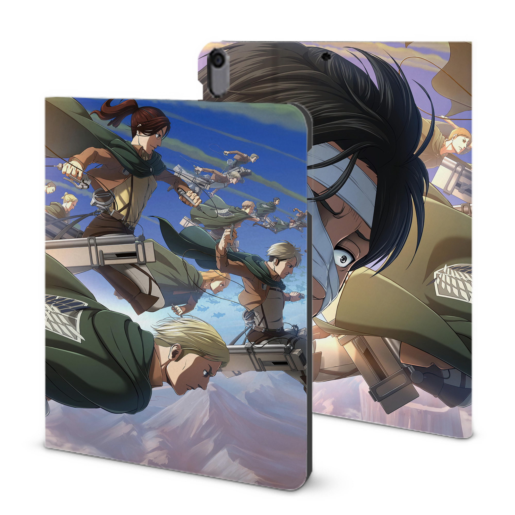 （画像用） 進撃の巨人 Attack on Titan IPad ケース ブック型 PUレザー TPU 耐衝撃 軽量 薄型 ペン収納なし 全面保護 IPad 各モデル対応